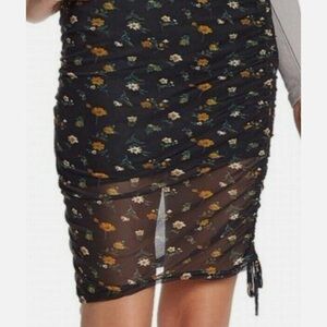 Wild Honey floral mesh side ruching with ties skirt